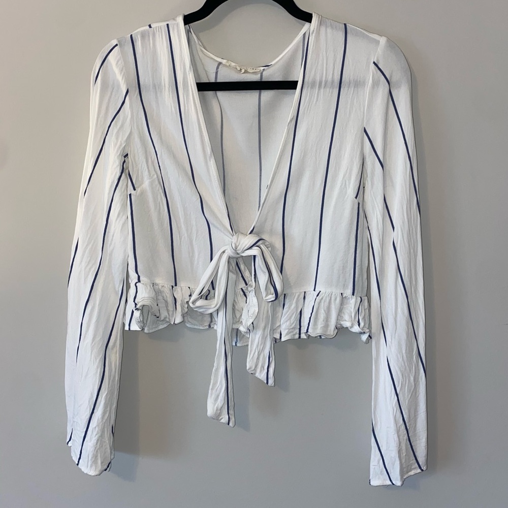 LA Hearts Tie Front Striped Top